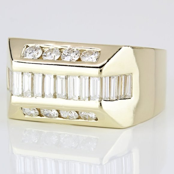 Other - Vintage 14k Yellow Gold Baguette & Round Diamond Ring Anniversary Band